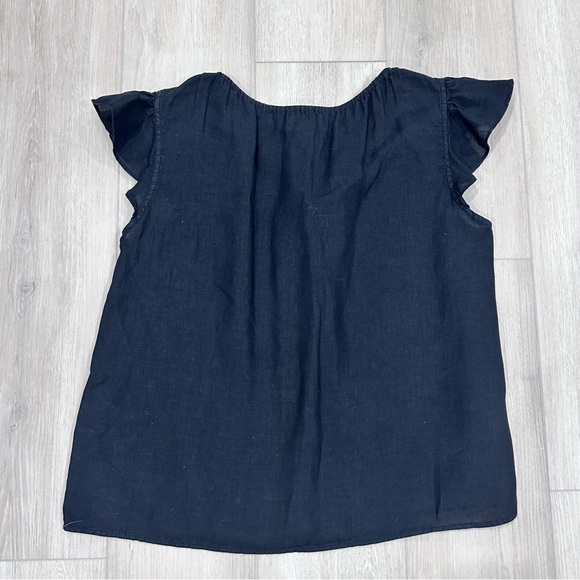 Velvet by Spencer and Graham Irene linen flutter short sleeve top black XS - Picture 5 of 8